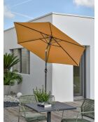 MARBELLA Regenschirm mit Kurbel aus anthrazitgrauem und senfgelbem Aluminium - 138x14x14cm