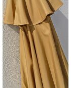 MARBELLA Regenschirm mit Kurbel aus anthrazitgrauem und senfgelbem Aluminium - 138x14x14cm