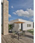 MARBELLA Regenschirm mit Kurbel aus anthrazitgrauem und senfgelbem Aluminium - 138x14x14cm