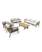 Salón de jardín bajo SERENA de 7 plazas en madera de acacia marrón y gris