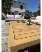 Salón de jardín bajo SERENA de 7 plazas en madera de acacia marrón y gris