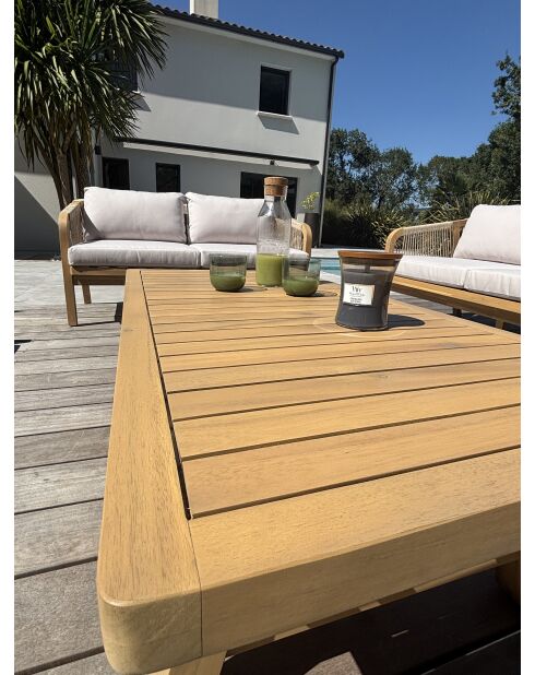 SERENA Niedrige Gartenlounge für 7 Personen aus braunem und grauem Akazienholz