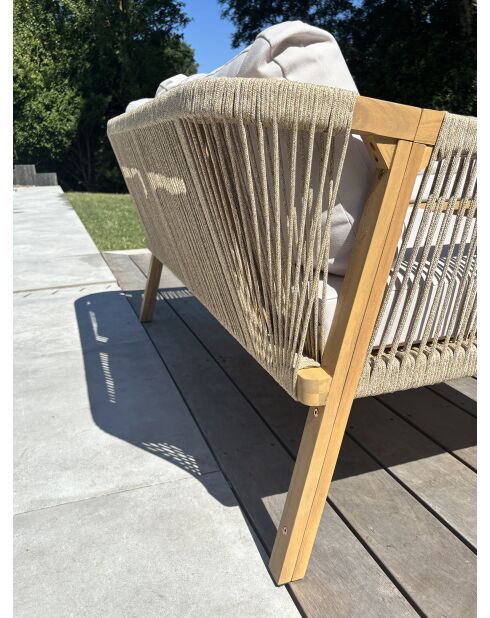 SERENA Niedrige Gartenlounge für 7 Personen aus braunem und grauem Akazienholz