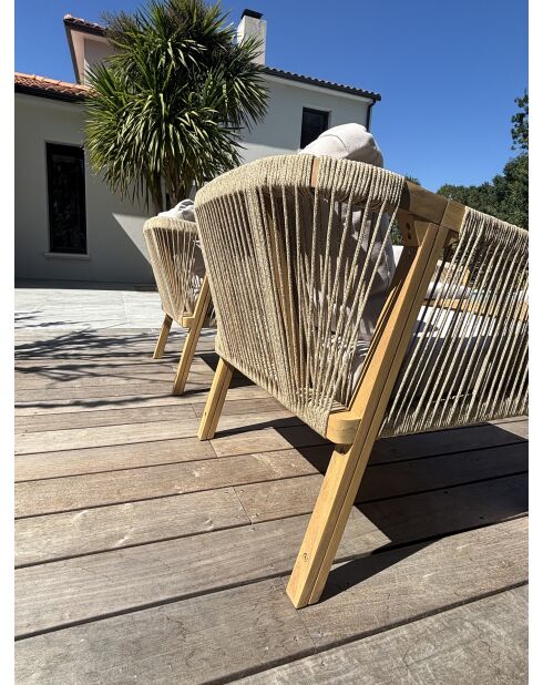 SERENA Niedrige Gartenlounge für 7 Personen aus braunem und grauem Akazienholz