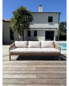 Salón de jardín bajo SERENA de 7 plazas en madera de acacia marrón y gris