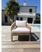 Salón de jardín bajo SERENA de 7 plazas en madera de acacia marrón y gris