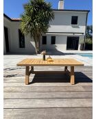 Salón de jardín bajo SERENA de 7 plazas en madera de acacia marrón y gris