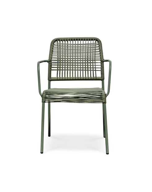 Fauteuil de jardin empilable MARCEAU en corde et acier vert olive et vert olive