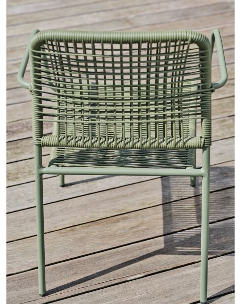Fauteuil de jardin empilable MARCEAU en corde et acier vert olive et vert olive
