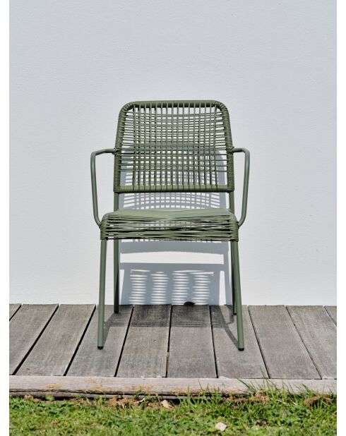 Fauteuil de jardin empilable MARCEAU en corde et acier vert olive et vert olive