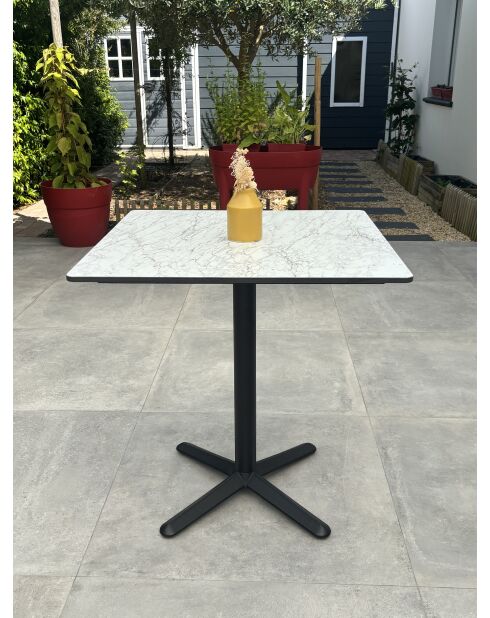 BISTRO quadratischer Gartentisch mit schwarz-weißem Marmoreffekt - 70x70x74 cm