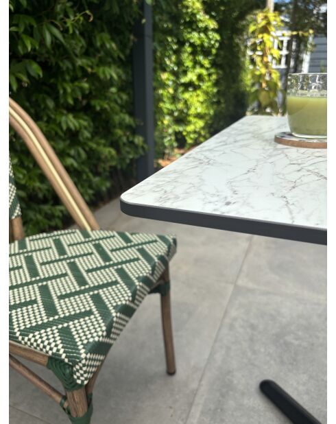 BISTRO quadratischer Gartentisch mit schwarz-weißem Marmoreffekt - 70x70x74 cm