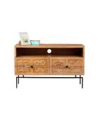 Klein tv-meubel met 2 laden Manguier Sculture II beige - 104x40x64 cm