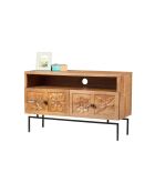 Klein tv-meubel met 2 laden Manguier Sculture II beige - 104x40x64 cm