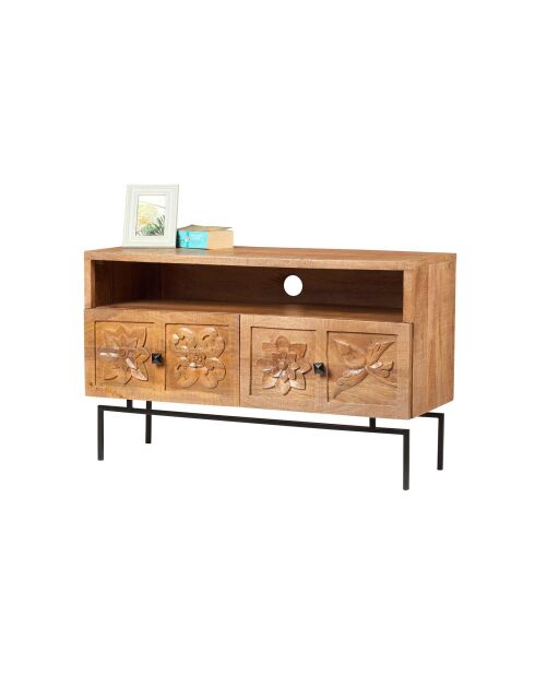 Kleiner TV-Ständer 2 Schubladen Manguier Sculture II beige - 104x40x64 cm