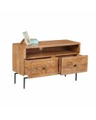 Klein tv-meubel met 2 laden Manguier Sculture II beige - 104x40x64 cm