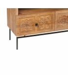 Klein tv-meubel met 2 laden Manguier Sculture II beige - 104x40x64 cm