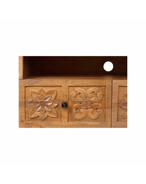 Klein tv-meubel met 2 laden Manguier Sculture II beige - 104x40x64 cm