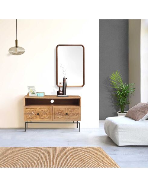 Kleiner TV-Ständer 2 Schubladen Manguier Sculture II beige - 104x40x64 cm