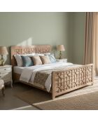 Beiges Queensize-Bett Acacia Punjab-II - 169x209x115 cm
