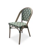 Fauteuil de jardin empilable BISTRO en aluminium effet bois et textilène marron et vert - 103x62x100cm
