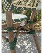 Fauteuil de jardin empilable BISTRO en aluminium effet bois et textilène marron et vert - 103x62x100cm