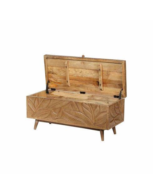 Grote uitgesneden kist Manguier Floria II bruin - 100x40x45 cm