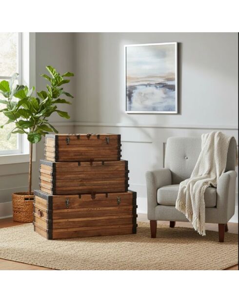 Set van 3 dozen Manguier Lalit II bruin - 113x61x51 cm