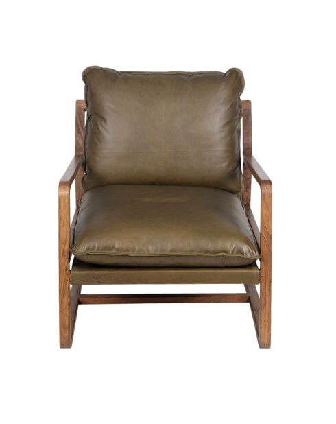Fauteuil Cuir vert Olive Lucca vert - 76x89x76 cm