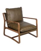 Fauteuil Cuir vert Olive Lucca vert - 76x89x76 cm