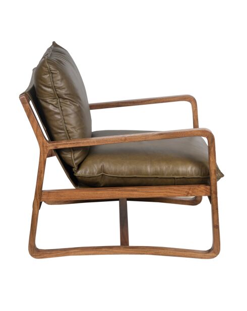 Fauteuil Cuir vert Olive Lucca vert - 76x89x76 cm