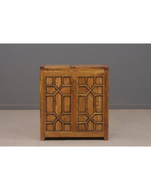 Mobile bar in acacia Punjab-II giallo/oro - 90x46x99 cm