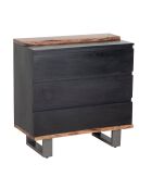 Acacia Black II zwart dressoir met 3 laden - 85x42x85 cm