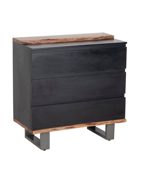 Acacia Black II zwart dressoir met 3 laden - 85x42x85 cm