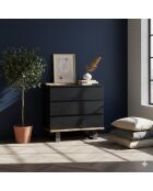 Acacia Black II zwart dressoir met 3 laden - 85x42x85 cm