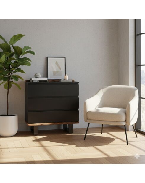 Acacia Black II zwart dressoir met 3 laden - 85x42x85 cm