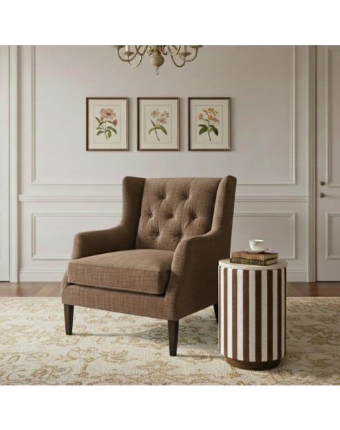 Tavolino con piano in marmo marrone Manara - 30x30x52 cm