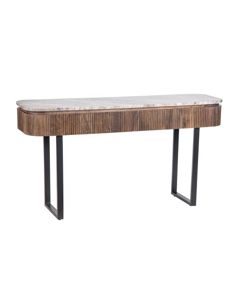 Consolle 2 cassetti con piano in marmo Manguier Kfir III marrone - 140x40x76 cm