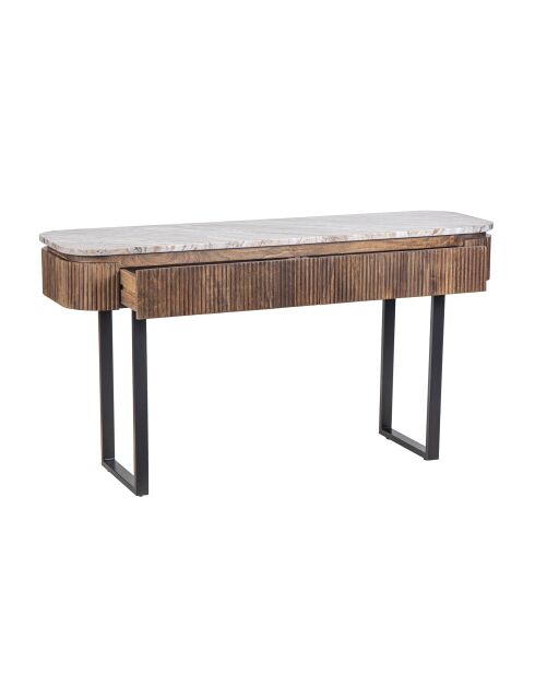Consolle 2 cassetti con piano in marmo Manguier Kfir III marrone - 140x40x76 cm