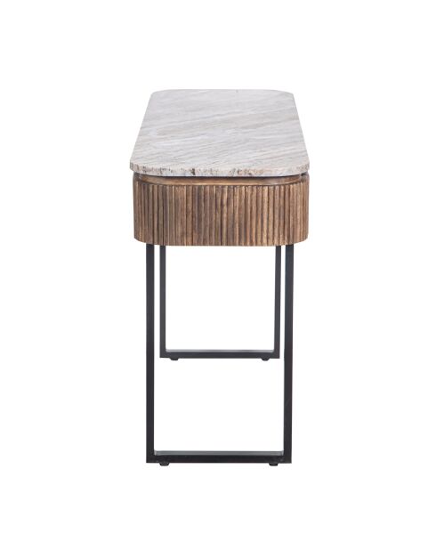 Consolle 2 cassetti con piano in marmo Manguier Kfir III marrone - 140x40x76 cm