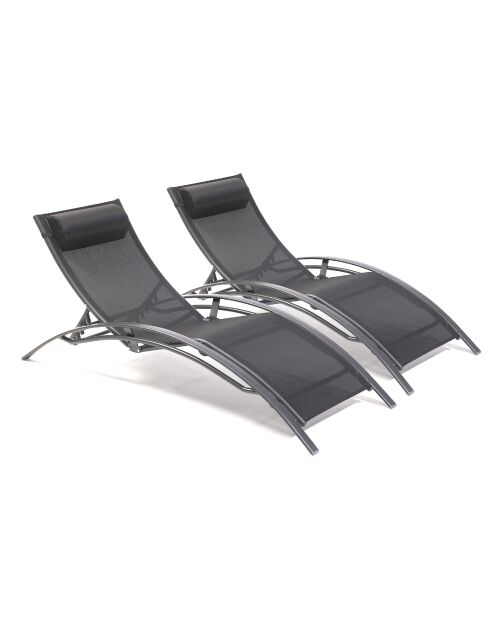 2 bains de soleil CL76 noirs - 170x67x30 cm