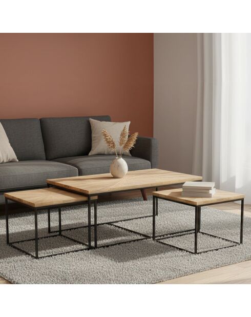 Mango Solaris beige rechthoekige salontafels met bijzettafel - 118x60x45 cm