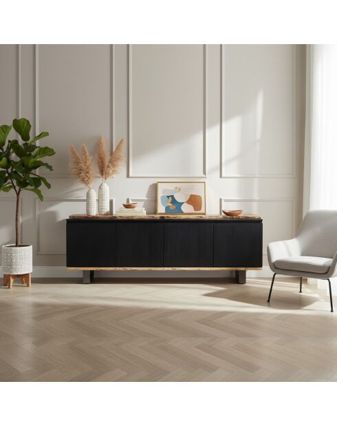 Anrichte Acacia Black II 4-türig schwarz - 200x42x72 cm