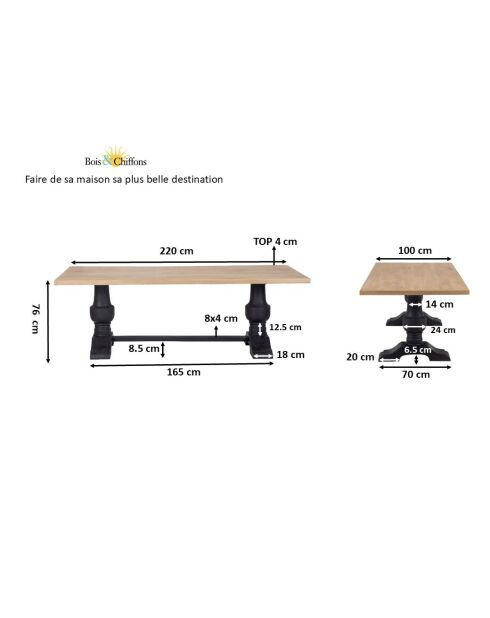 Kela rechteckiger Esstisch mehrfarbig - 220x100x76 cm
