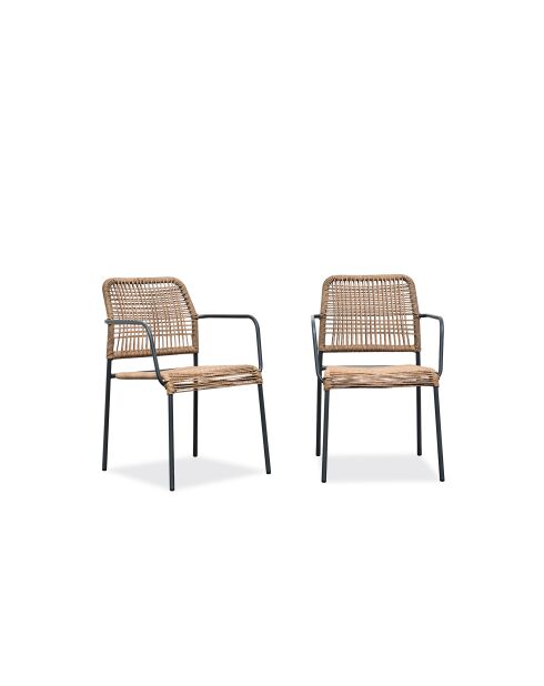 2 stapelbare MARCEAU Gartenstühle Anthrazitgrau und Braun