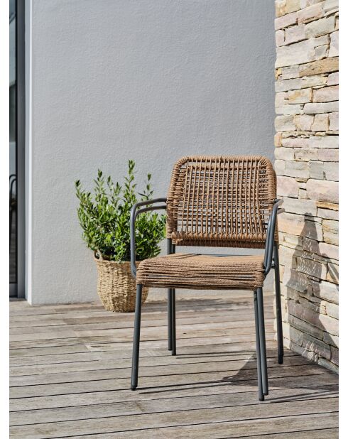 2 stapelbare MARCEAU Gartenstühle Anthrazitgrau und Braun