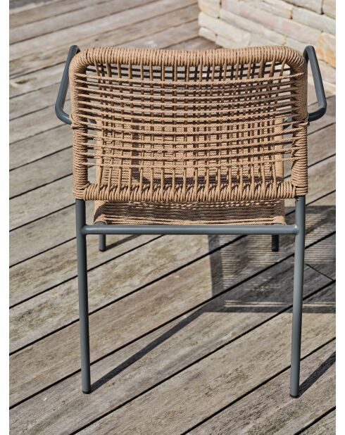 2 stapelbare MARCEAU Gartenstühle Anthrazitgrau und Braun