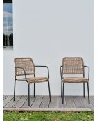 2 stapelbare MARCEAU Gartenstühle Anthrazitgrau und Braun