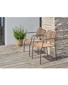 2 stapelbare MARCEAU Gartenstühle Anthrazitgrau und Braun