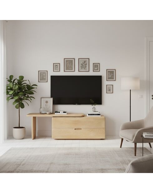 Ariel II beigefarbener TV-Ständer mit 2 Schubladen - 140x38x38 cm